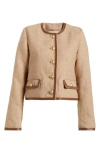 L'agence Zaya Tweed Jacket In Cappuccino/gold Stripe