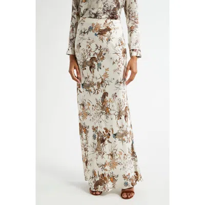 L AGENCE L'AGENCE ZETA JUNGLE PRINT SATIN MAXI SKIRT