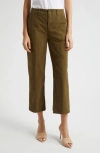 L Agence L'agence Zoella Stretch Cotton Crop Cargo Pants In British Khaki