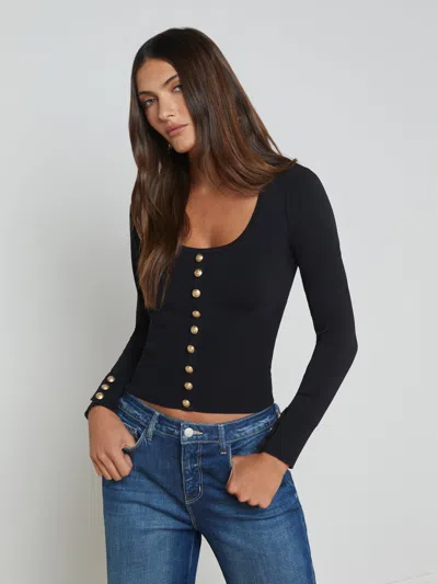 L Agence Lanetta Top In Black/gold