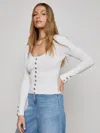 L'agence Lanette Scoop-neck Cardigan In White/gold