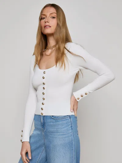 L Agence Lanetta Top In White/gold