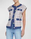 L Agence Laurel Oversized Vest In Multicolor In Tan/dusty Pink/bl