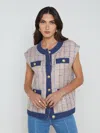 L Agence Laurel Oversized Vest In Multicolor In Tan/dusty Pink/blue