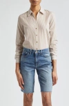 L AGENCE LAURENT METALLIC STRIPE BUTTON-UP SHIRT