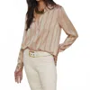L Agence Laurent Satin Blouse In Champagne Multi Stripe In Brown