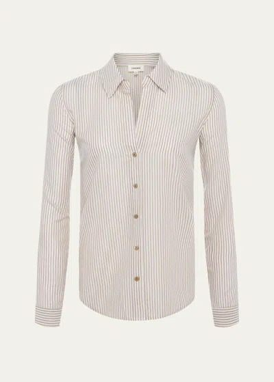 L Agence Laurent Striped Button-front Blouse In Dark Cappucino