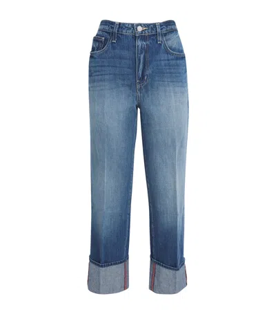 L Agence Leighton Cropped Cuffed Jeans In Blue