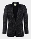 L Agence Leonora Sequin Knit Blazer In Blacksilver Sequin