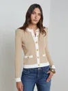L Agence Leon Cardigan In Biscuit/white