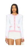 L'agence Leon Cardigan In White & Cotton Candy