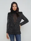 L Agence Leonora Sequin Knit Blazer In Black/silver Sequin