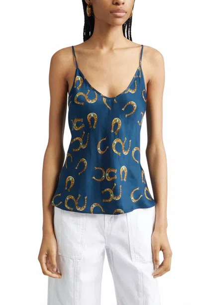 L Agence Lexi Camisole In Midnight Multi Horseshoe In Blue