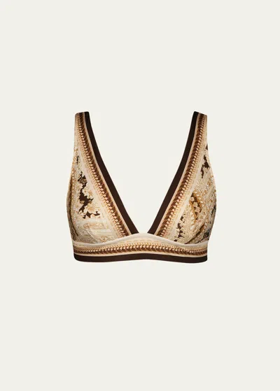 L Agence Lexie Paisley Bikini Top In Chocolate