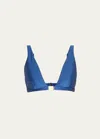 L Agence Lexie Shimmer Bikini Top In Monaco Blue
