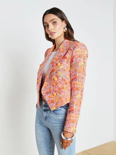 L Agence Lila Blazer In Orange Multi Floral