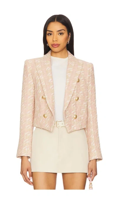 L Agence Lila Boxy Blazer In Blush,metallic Gold