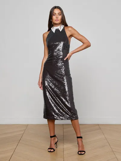 L Agence Lilith Collared Dress In Black