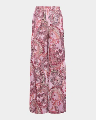 L Agence Lillian Paisley Wide-leg Pants In Mauve Mlt French Psly
