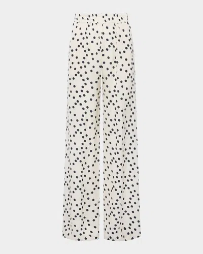 L AGENCE LILLIAN POLKA-DOT WIDE-LEG PANTS