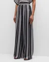 L Agence Lillian Wide-leg Pant In Blk/white Scarf Stripe