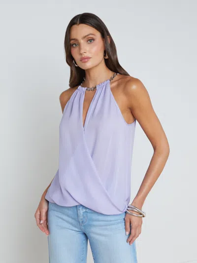 L Agence Lina Silk Chain-neck Top In Pale Lilac