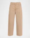 L Agence Liora High-rise Wide Cropped Jeans In Brown