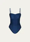 L AGENCE LISA SHIMMER PLUNGE ONE-PIECE SWIMSUIT