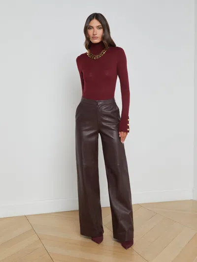 L Agence Livvy Leather Trouser In Dark Syrah