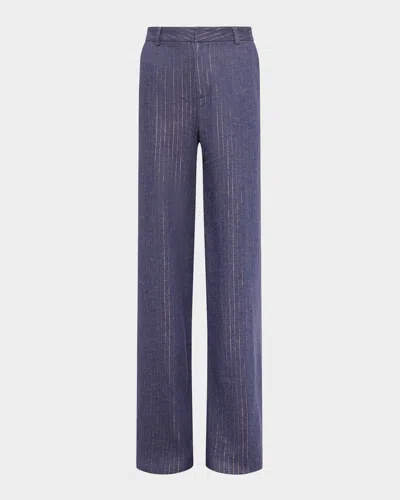 L Agence Livvy Metallic Pinstripe Straight-leg Trousers In Wild Windgold Pinstripe