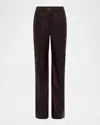 L'agence Livvy Mid-rise Straight-leg Leather Trousers In Dark Syrah
