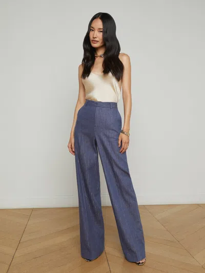 L'agence Livvy Pinstriped Trouser In Wild Wind/gold Pinstripe