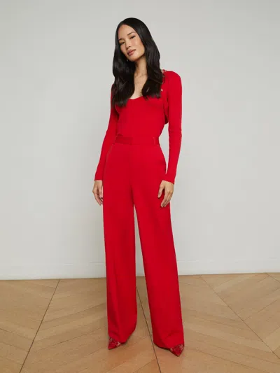 L'agence Livvy Straight-leg Trouser In Scarlet Red
