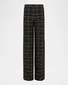 L Agence Livvy Tweed Trouser In Blacktan Tweed