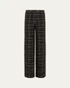 L Agence Livvy Tweed Trouser In Blacktan Tweed