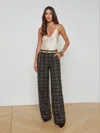 L Agence Livvy Tweed Trouser In Black/tan Tweed