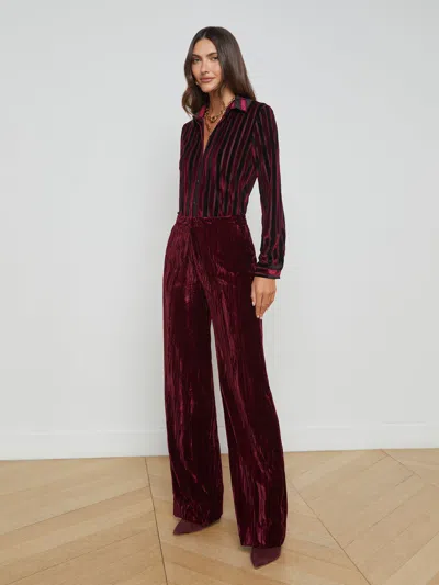 L Agence Livvy Velvet Trouser In Dark Port Velvet