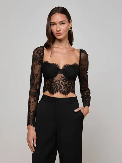 L Agence Lori Lace Bustier Top In Black