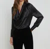 L'agence Lotus Cowl Neck Blouse In Black