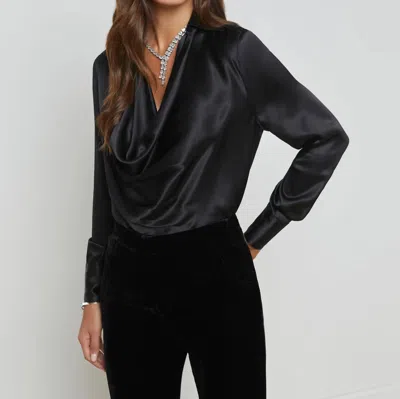L Agence Lotus Cowl Neck Blouse In Black