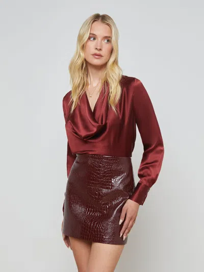 L'agence Lotus Silk Blouse In Syrah