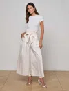 L'agence Lowen Paperbag Cropped Pants Vintage White In White