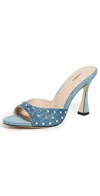 L'agence Lucienne Embellished Denim Mules Light Denim In Blue