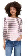 L Agence Lucille Striped Boatneck Top In Red/navy/white Stripe