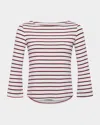 L Agence Lucille Striped Boatneck Top In Rednvywht Stripe