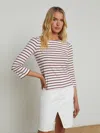 L Agence Lucille Striped Boatneck Top In Red/navy/white Stripe