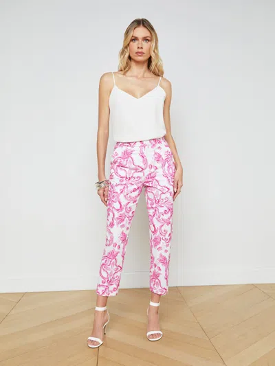 L Agence Ludivine Trouser In White/pink Mediterranean Tile