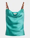 L Agence Lux Buckle-strap Cowl Tank Top In Multi