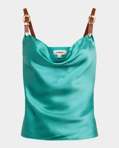L Agence Lux Buckle-strap Cowl Tank Top In Multi