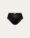 L'agence Luxe Leather Vanessa High-waist Bikini Bottoms In Black